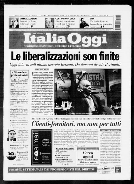 Italia oggi : quotidiano di economia finanza e politica